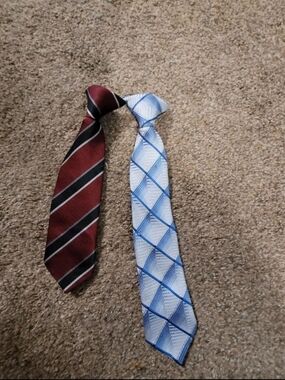 ​Boys Toddler Clip-On Neckties Lot of 2 Striped Plaid Easter Formal